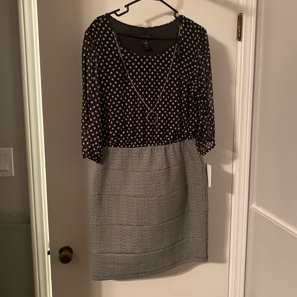 Enfocus Studio black & white polka dot top/pencil layered skirt (Dress) -Size 14